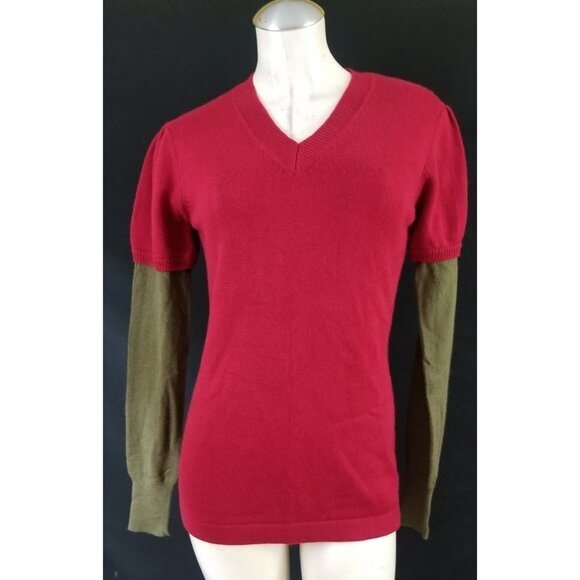 B by Burton Size M Red Green Sweater Wool Cashmere - Picture 1 of 6